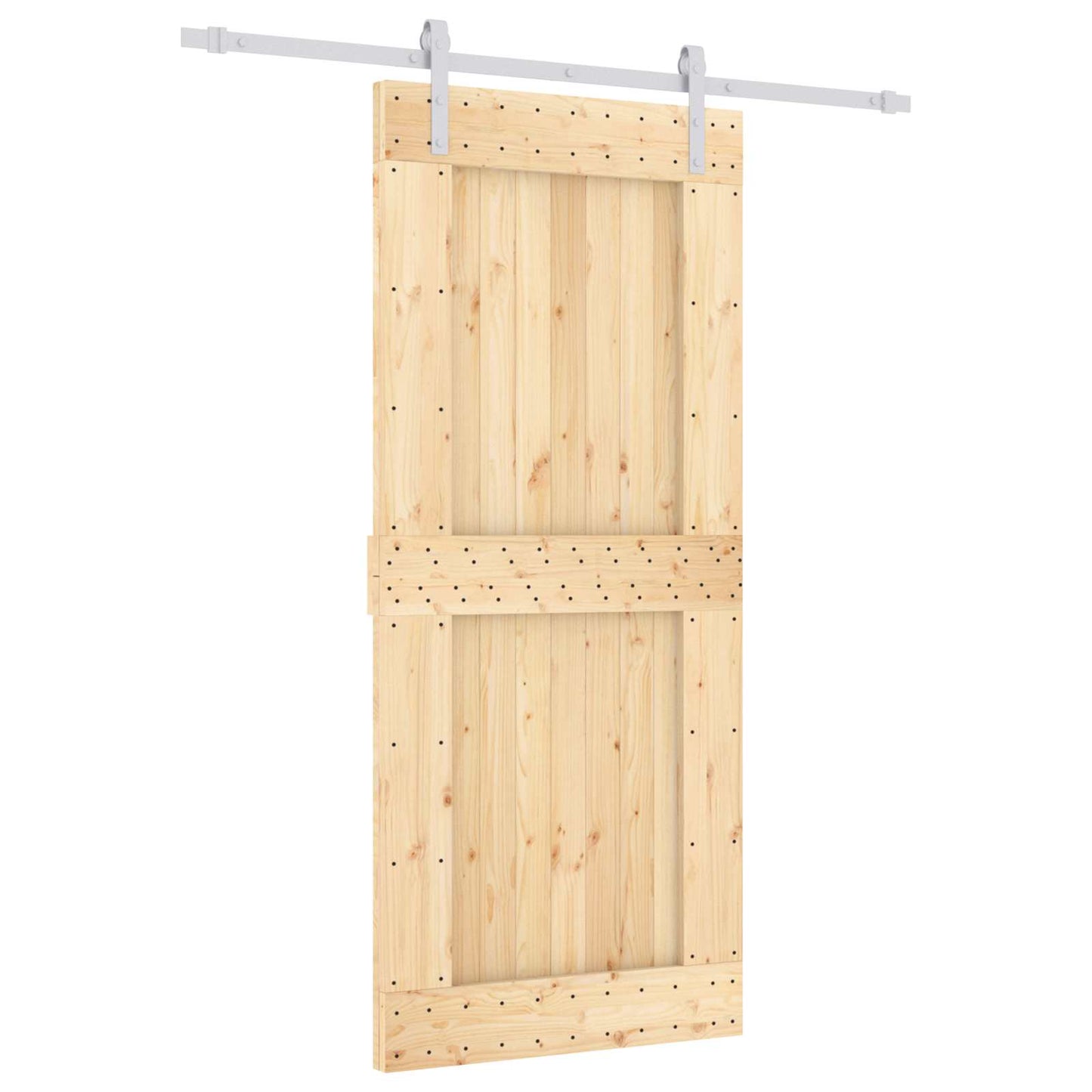 vidaXL Sliding Door Natural and White 90 x 210 cm Solid Pine Wood