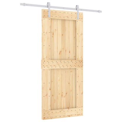 vidaXL Sliding Door Natural and White 90 x 210 cm Solid Pine Wood