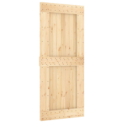 vidaXL Sliding Door Natural and White 90 x 210 cm Solid Pine Wood