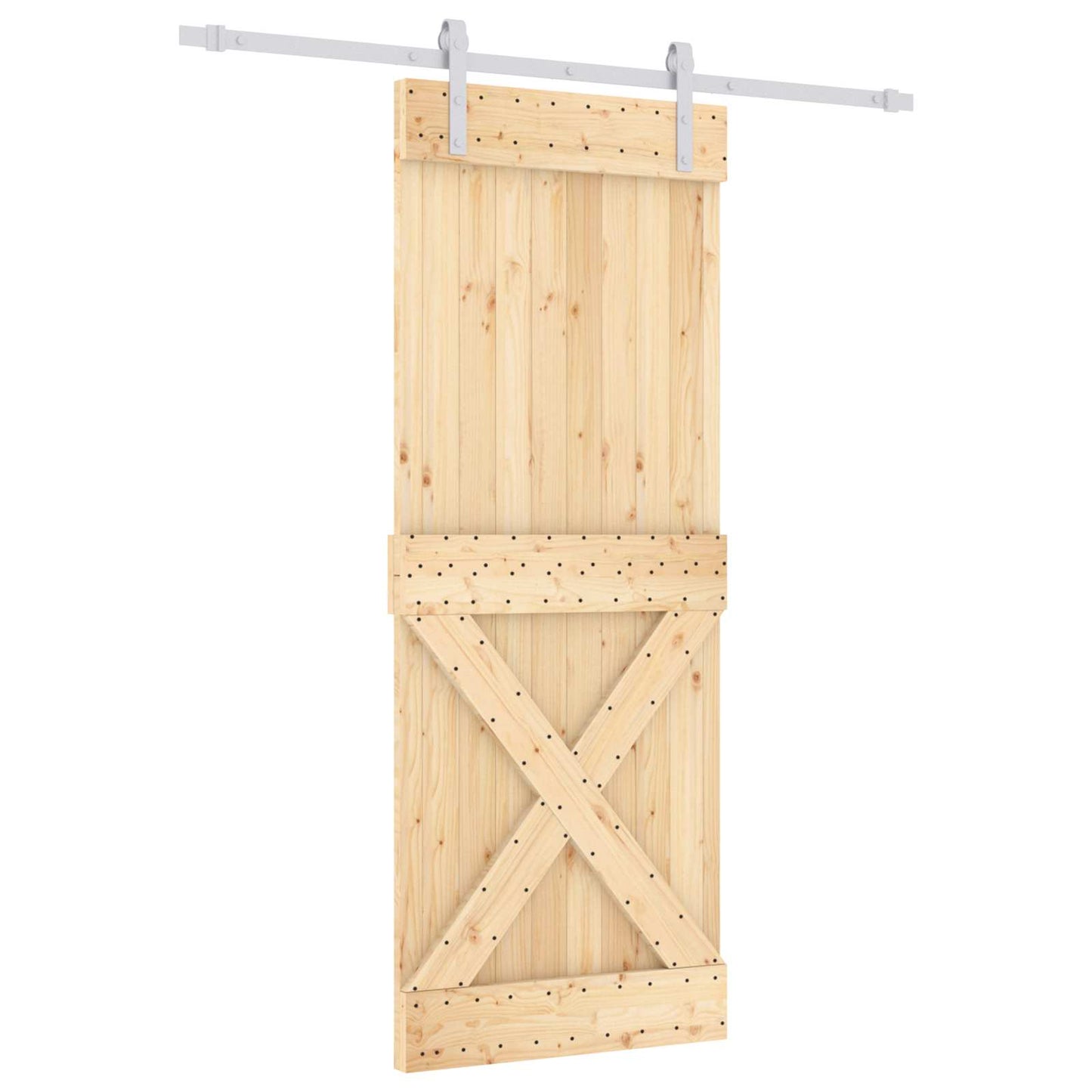 vidaXL Sliding Door Natural and White 80 x 210 cm Solid Pine Wood