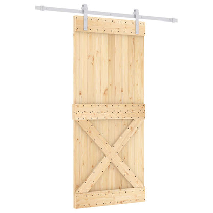 vidaXL Sliding Door Natural and White 90 x 210 cm Solid Pine Wood