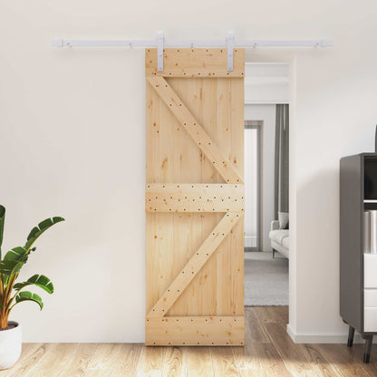 vidaXL Sliding Door Natural and White 70 x 210 cm Solid Pine Wood