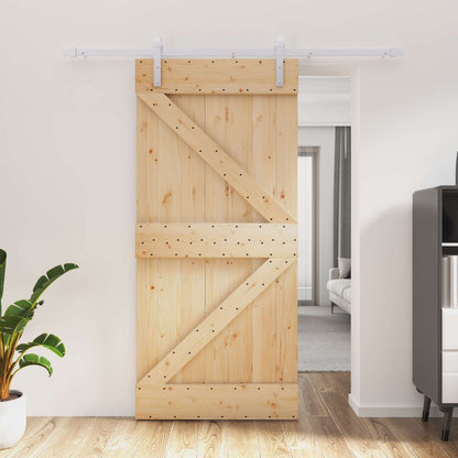 vidaXL Sliding Door Natural and White 95 x 210 cm Solid Pine Wood