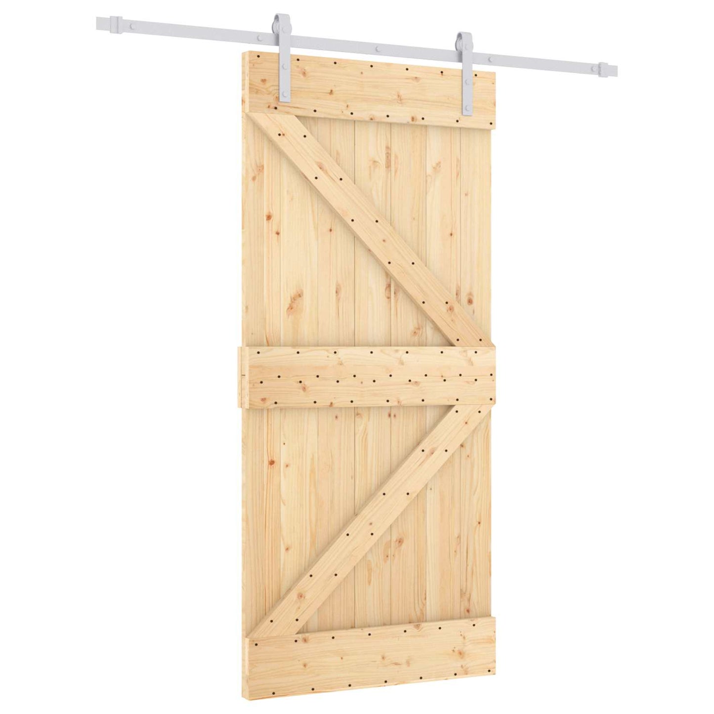 vidaXL Sliding Door Natural and White 95 x 210 cm Solid Pine Wood