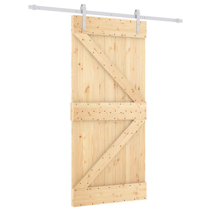 vidaXL Sliding Door Natural and White 95 x 210 cm Solid Pine Wood