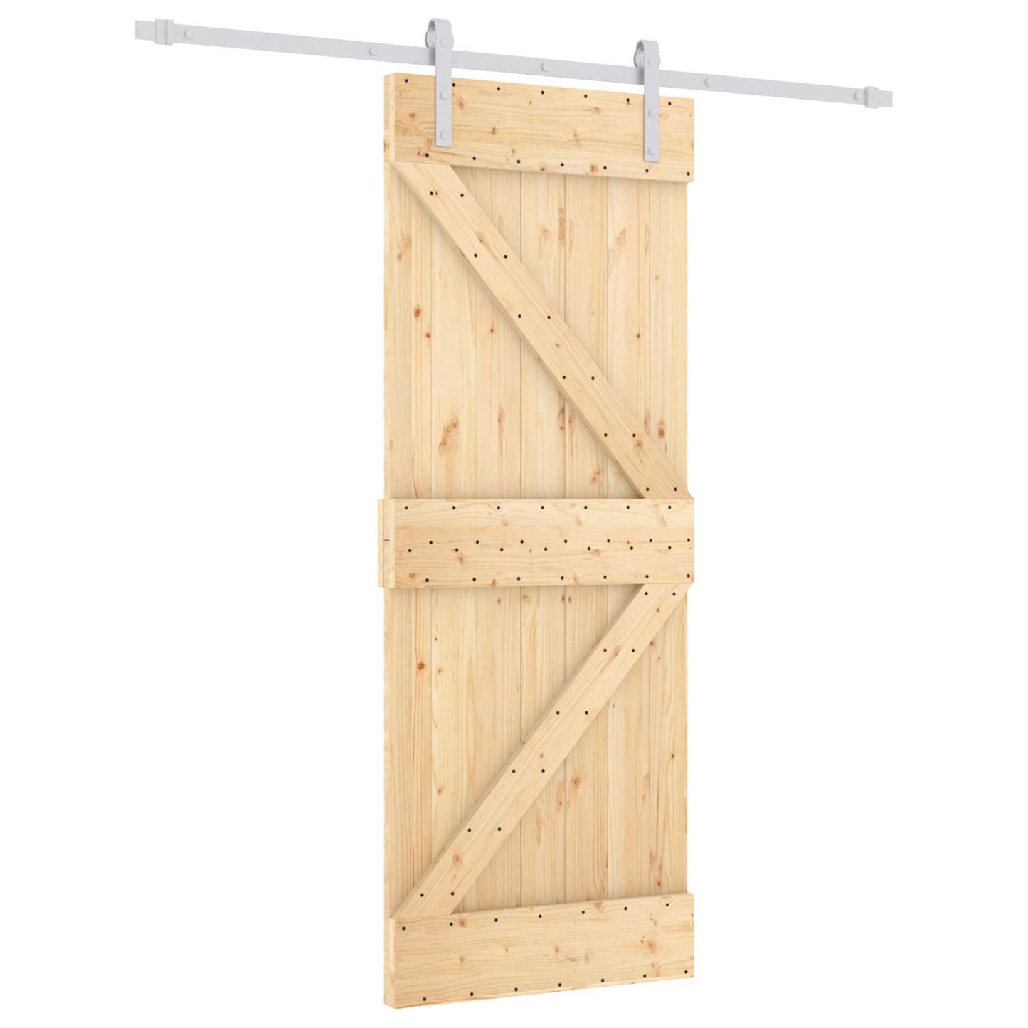vidaXL Sliding Door Natural and White 80 x 210 cm Solid Pine Wood
