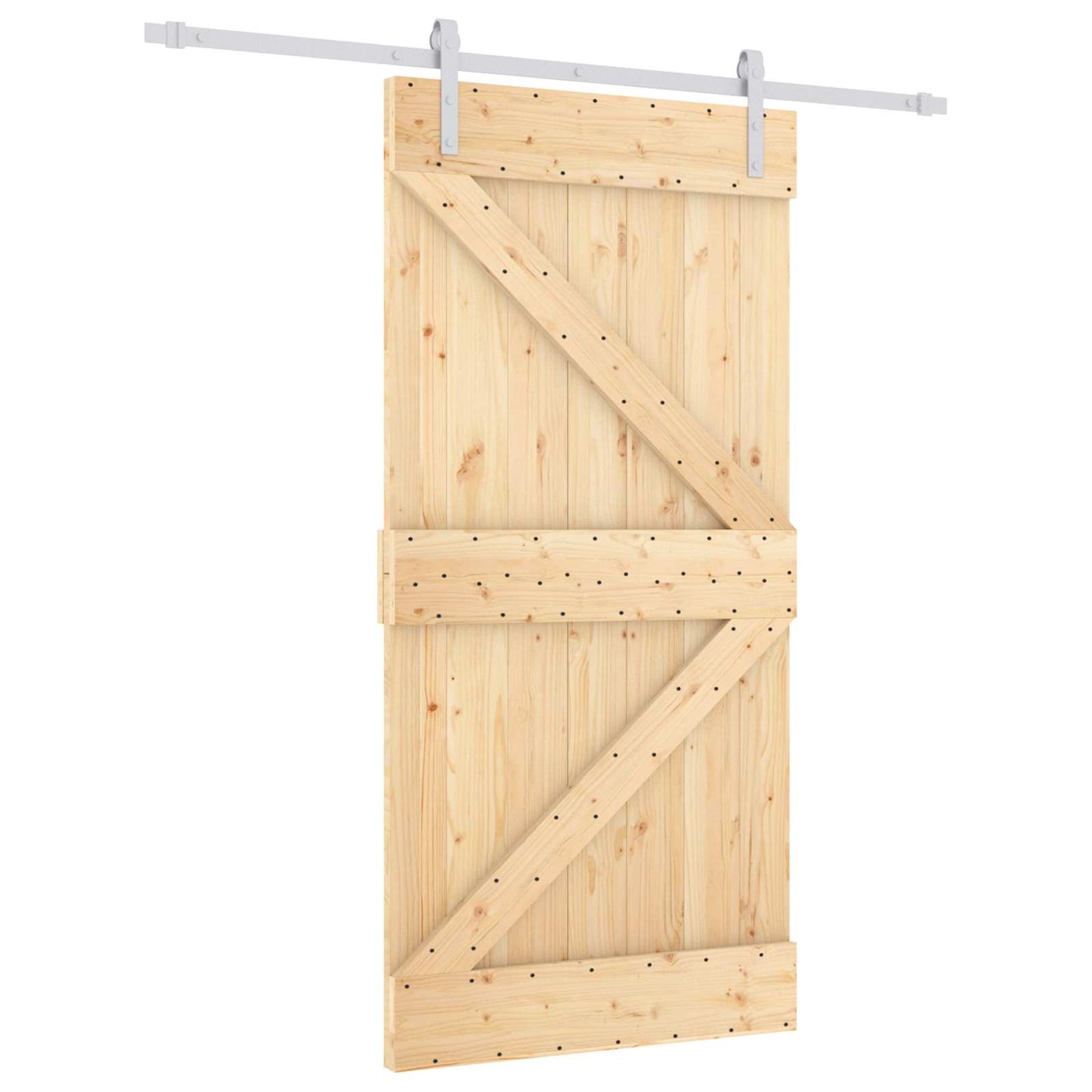 vidaXL Sliding Door Natural and White 100 x 210 cm Solid Pine Wood
