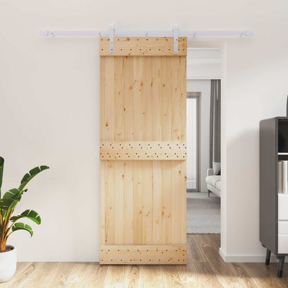 vidaXL Sliding Door Natural and White 80 x 210 cm Solid Pine Wood
