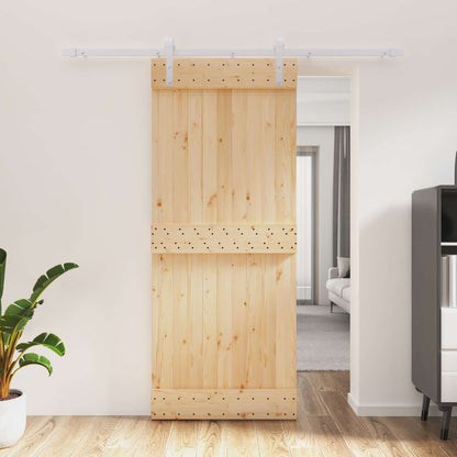 vidaXL Sliding Door Natural and White 85 x 210 cm Solid Pine Wood