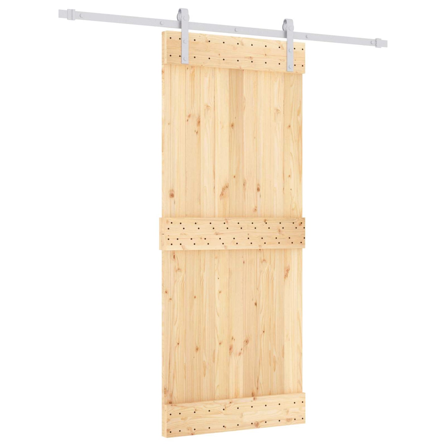 vidaXL Sliding Door Natural and White 85 x 210 cm Solid Pine Wood