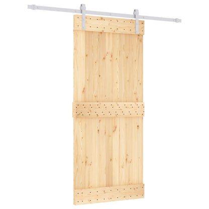 vidaXL Sliding Door Natural and White 90 x 210 cm Solid Pine Wood