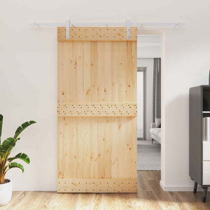 vidaXL Sliding Door Natural and White 100 x 210 cm Solid Pine Wood