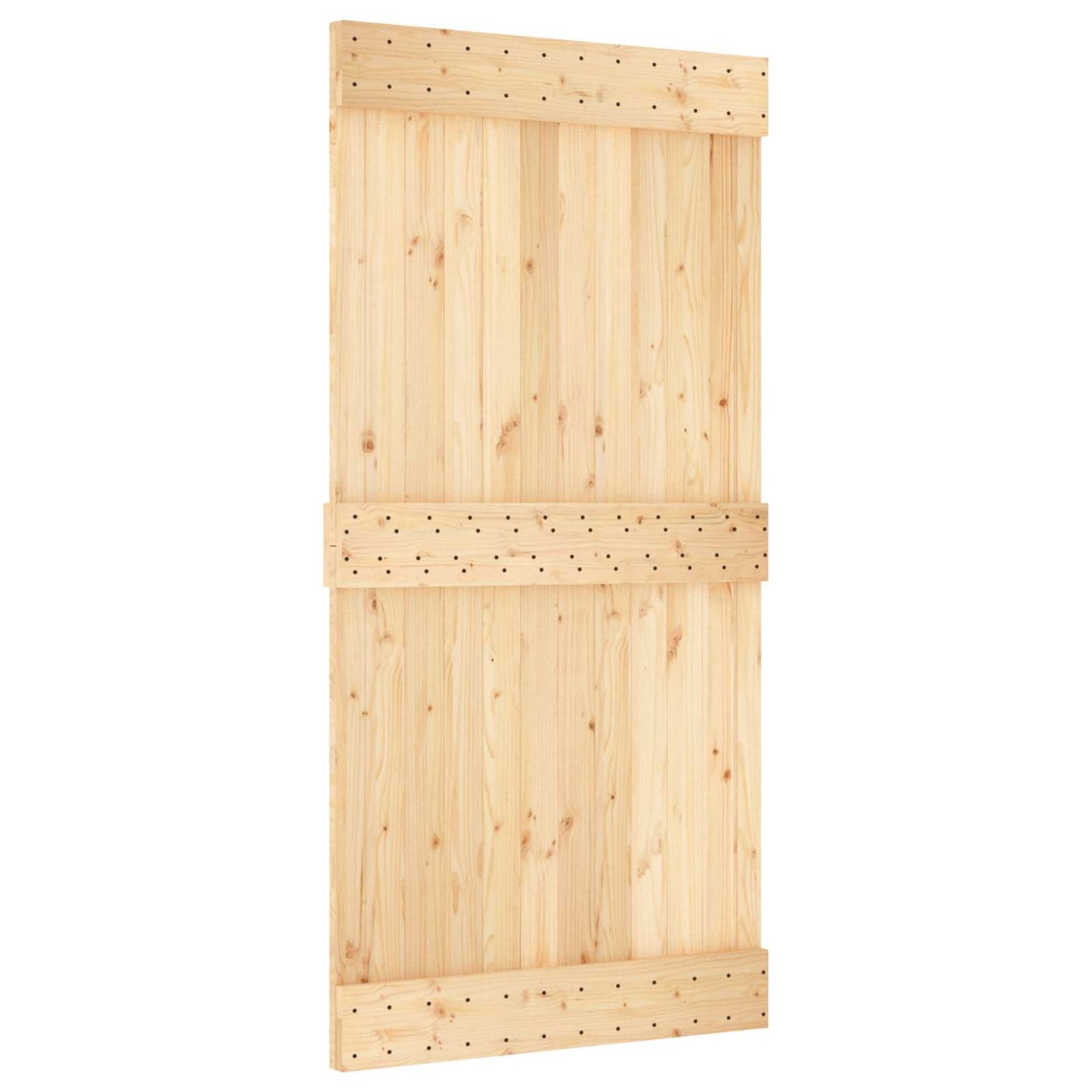 vidaXL Sliding Door Natural and White 100 x 210 cm Solid Pine Wood