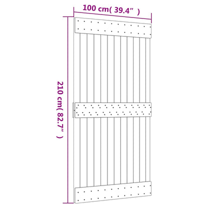 vidaXL Sliding Door Natural and White 100 x 210 cm Solid Pine Wood