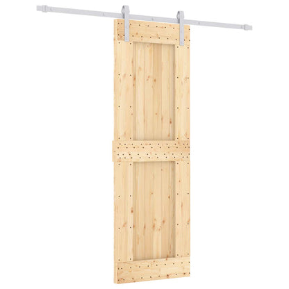 vidaXL Sliding Door Natural and White 70 x 210 cm Solid Pine Wood