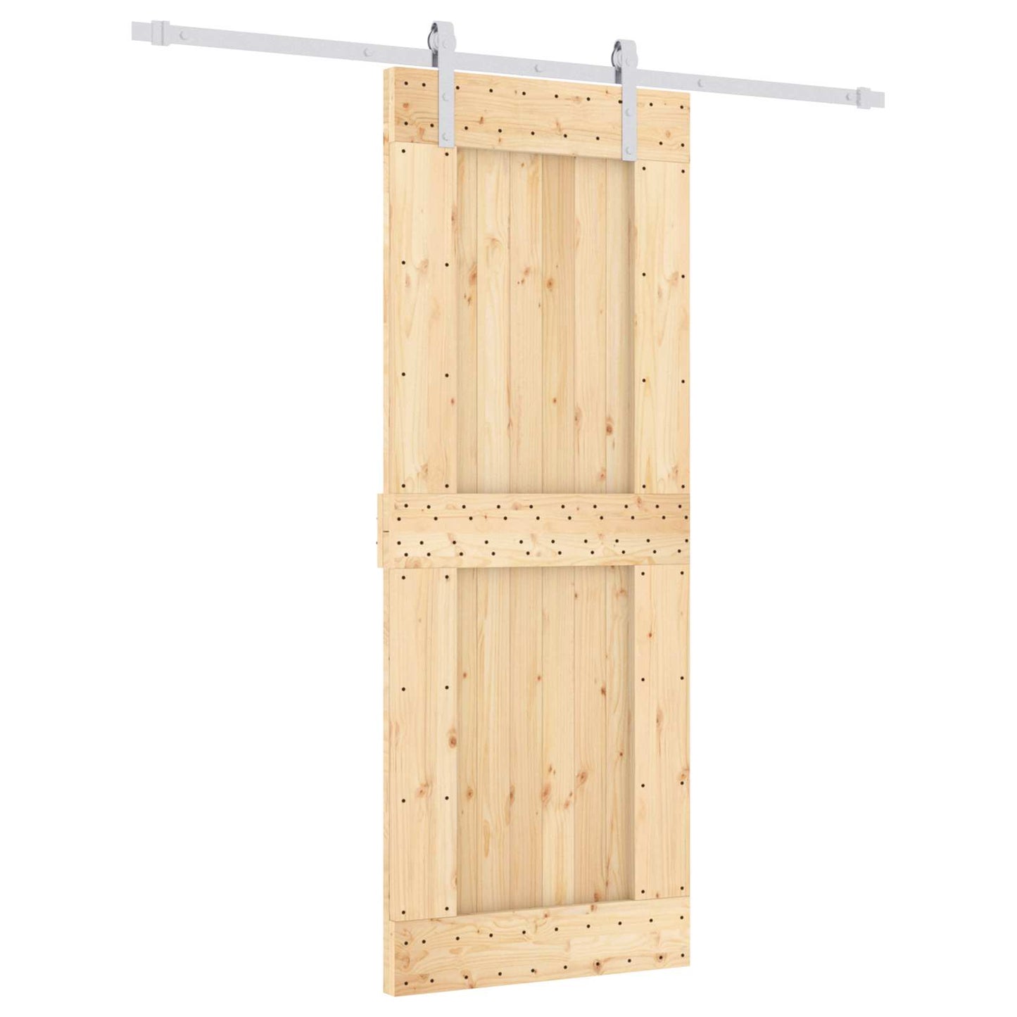 vidaXL Sliding Door Natural and White 80 x 210 cm Solid Pine Wood