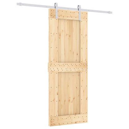 vidaXL Sliding Door Natural and White 80 x 210 cm Solid Pine Wood