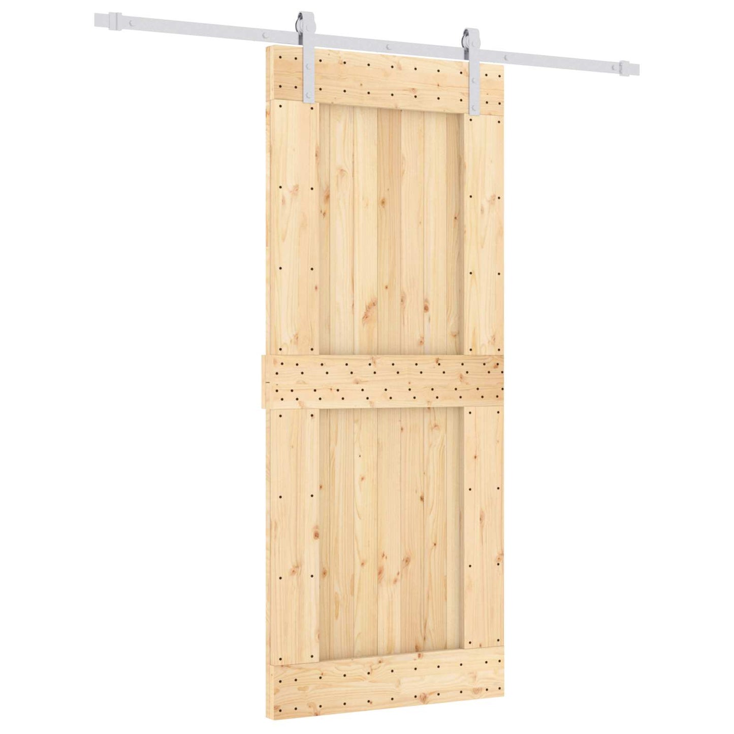 vidaXL Sliding Door Natural and White 85 x 210 cm Solid Pine Wood