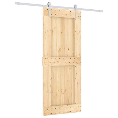 vidaXL Sliding Door Natural and White 85 x 210 cm Solid Pine Wood