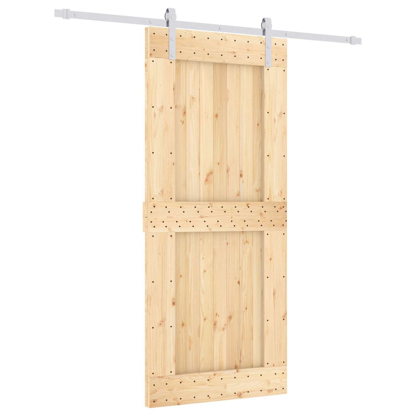 vidaXL Sliding Door Natural and White 90 x 210 cm Solid Pine Wood