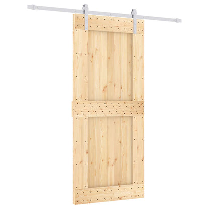 vidaXL Sliding Door Natural and White 90 x 210 cm Solid Pine Wood