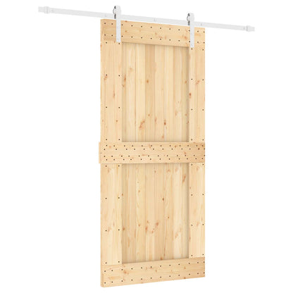 vidaXL Sliding Door Natural and White 95 x 210 cm Solid Pine Wood