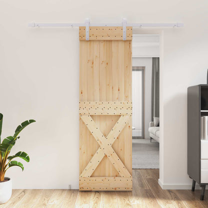 vidaXL Sliding Door Natural and White 70 x 210 cm Solid Pine Wood