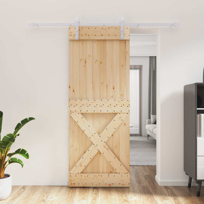vidaXL Sliding Door Natural and White 80 x 210 cm Solid Pine Wood