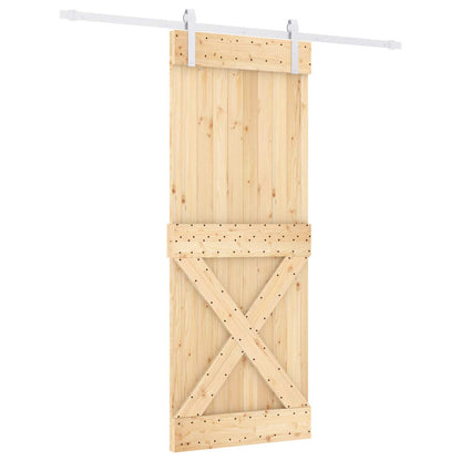 vidaXL Sliding Door Natural and White 80 x 210 cm Solid Pine Wood