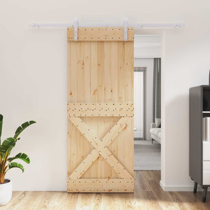 vidaXL Sliding Door Natural and White 85 x 210 cm Solid Pine Wood