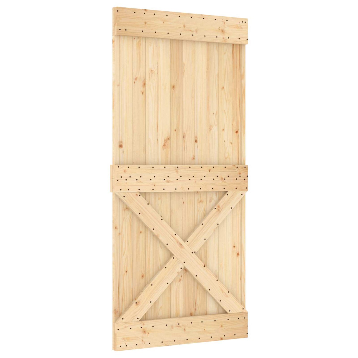 vidaXL Sliding Door Natural and White 95 x 210 cm Solid Pine Wood