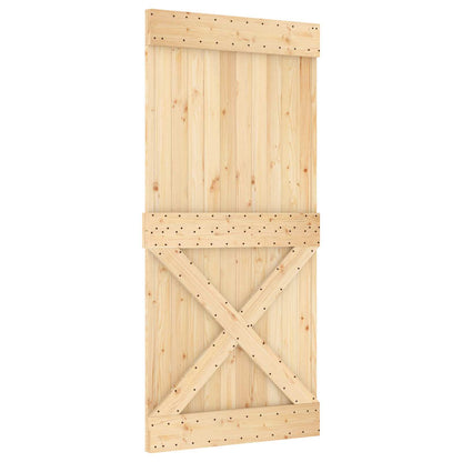 vidaXL Sliding Door Natural and White 95 x 210 cm Solid Pine Wood