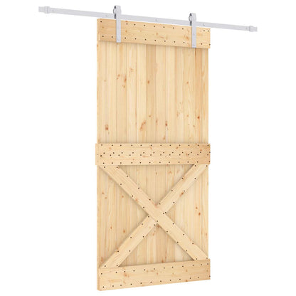 vidaXL Sliding Door Natural and White 100 x 210 cm Solid Pine Wood