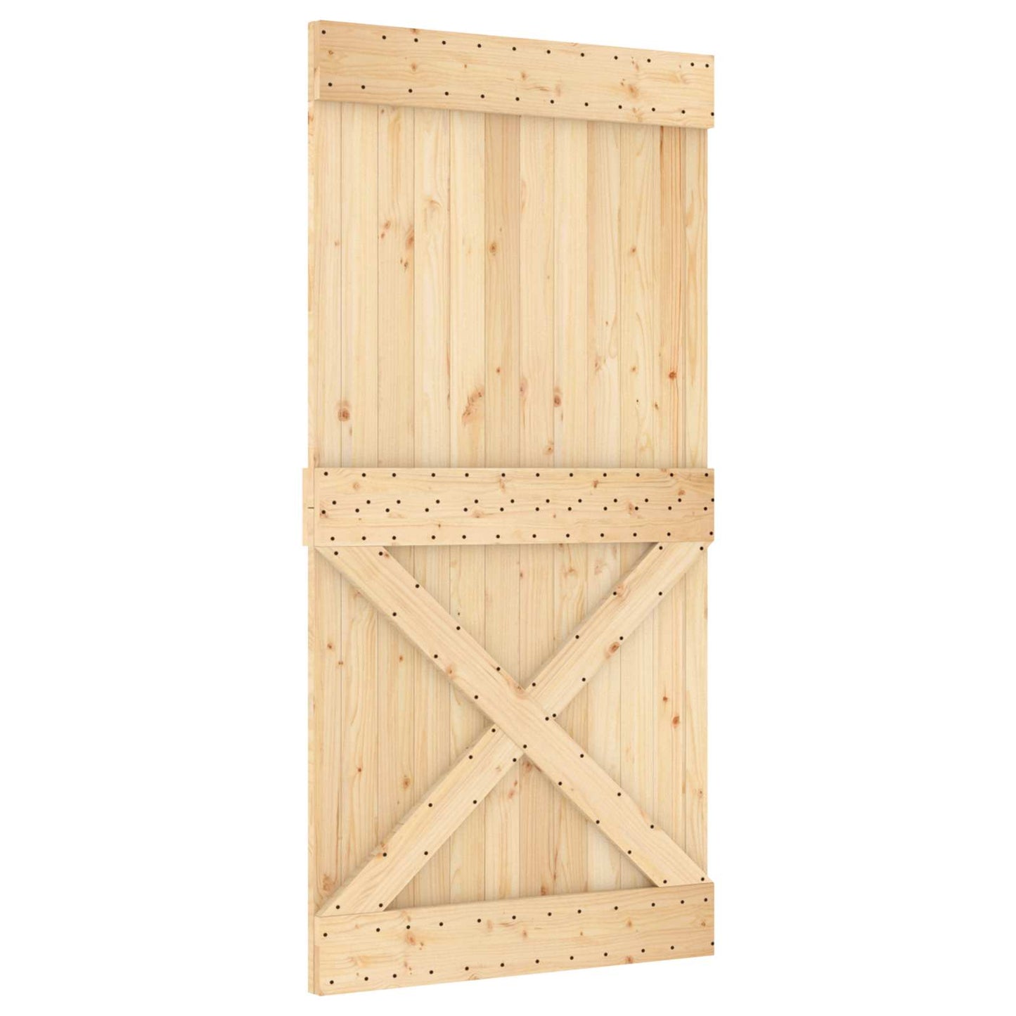 vidaXL Sliding Door Natural and White 100 x 210 cm Solid Pine Wood