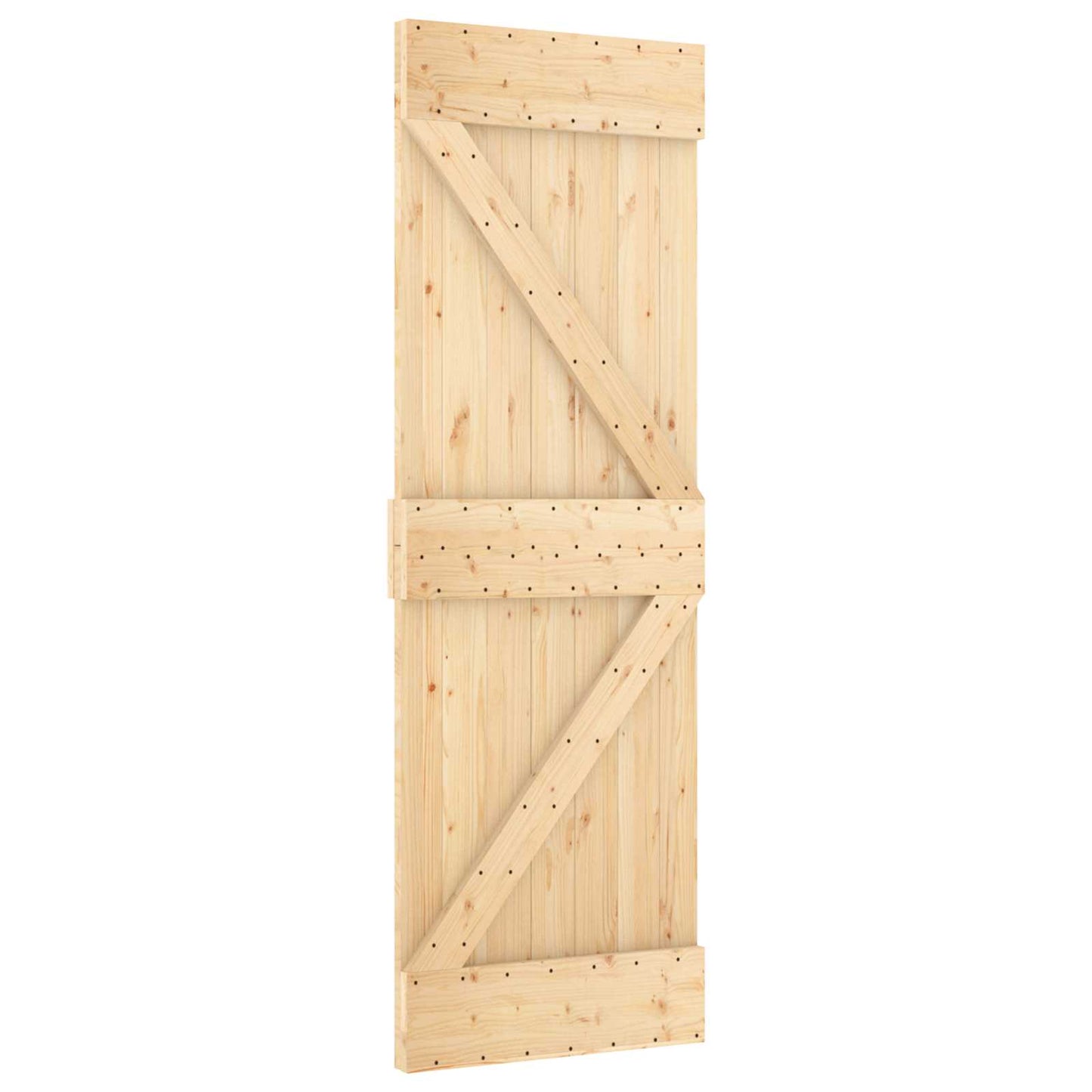 vidaXL Sliding Door Natural and Black 70 x 210 cm Solid Pine Wood