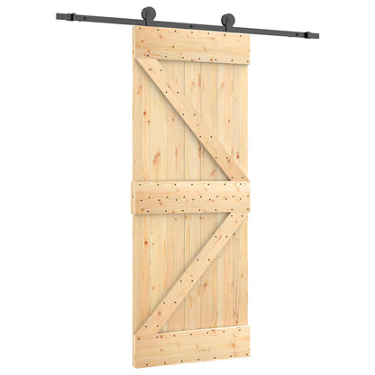 vidaXL Sliding Door Natural and Black 85 x 210 cm Solid Pine Wood