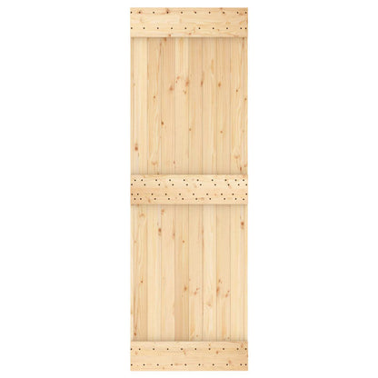 vidaXL Sliding Door Natural and Black 70 x 210 cm Solid Pine Wood