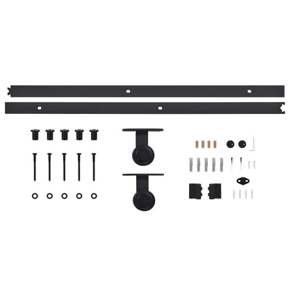 vidaXL Sliding Door Natural and Black 85 x 210 cm Solid Pine Wood