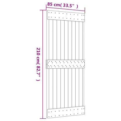 vidaXL Sliding Door Natural and Black 85 x 210 cm Solid Pine Wood
