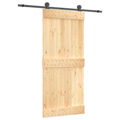 vidaXL Sliding Door Natural and Black 90 x 210 cm Solid Pine Wood