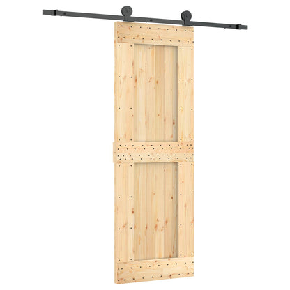 vidaXL Sliding Door Natural and Black 70 x 210 cm Solid Pine Wood