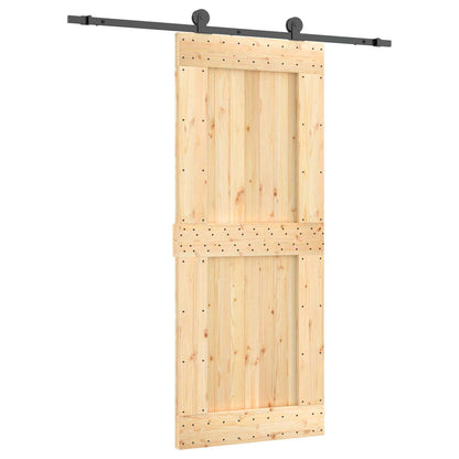 vidaXL Sliding Door Natural and Black 85 x 210 cm Solid Pine Wood