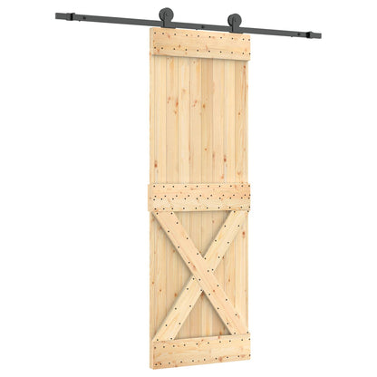 vidaXL Sliding Door Natural and Black 70 x 210 cm Solid Pine Wood