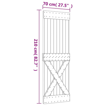 vidaXL Sliding Door Natural and Black 70 x 210 cm Solid Pine Wood