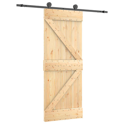 vidaXL Sliding Door Natural and Black 85 x 210 cm Solid Pine Wood