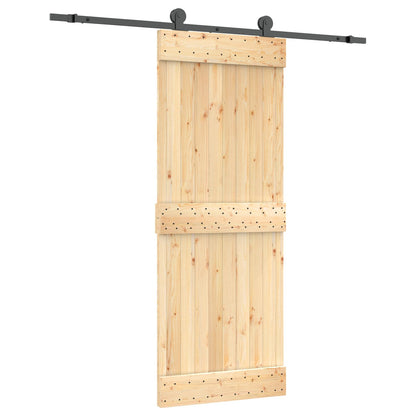 vidaXL Sliding Door Natural and Black 80 x 210 cm Solid Pine Wood