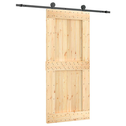 vidaXL Sliding Door Natural and Black 90 x 210 cm Solid Pine Wood