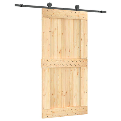 vidaXL Sliding Door Natural and Black 100 x 210 cm Solid Pine Wood