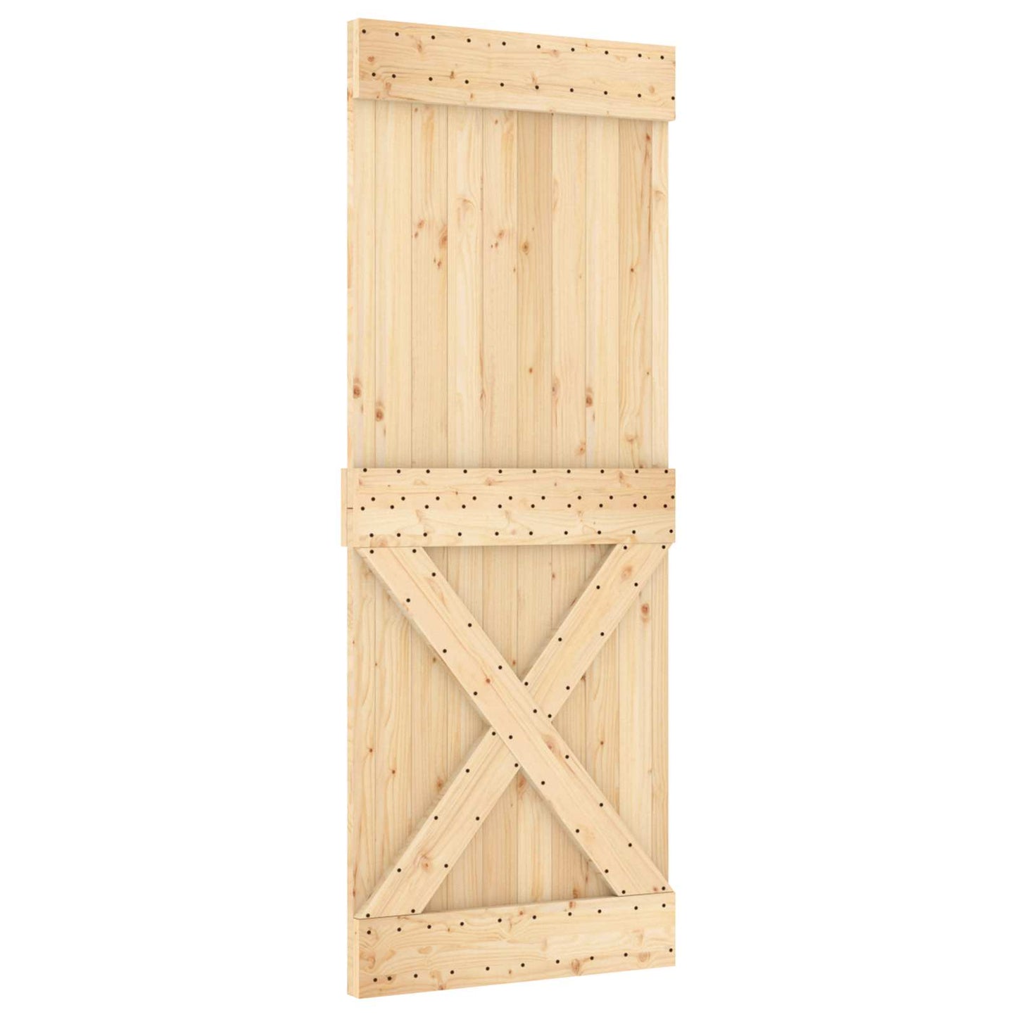 vidaXL Sliding Door Natural and Black 80 x 210 cm Solid Pine Wood