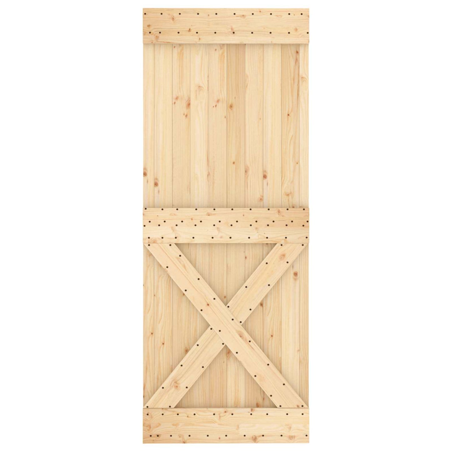vidaXL Sliding Door Natural and Black 80 x 210 cm Solid Pine Wood